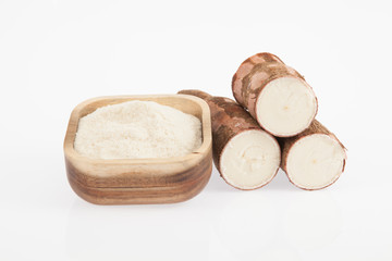 Raw cassava starch - Manihot esculenta. on white background