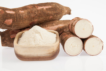 Raw cassava starch - Manihot esculenta. on white background