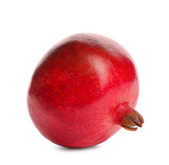 Ripe pomegranate on white background. Delicious fruit
