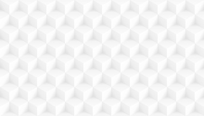 3D realistic white square pattern. Medern cube texture. Geometric symmetry background. Vector illustration