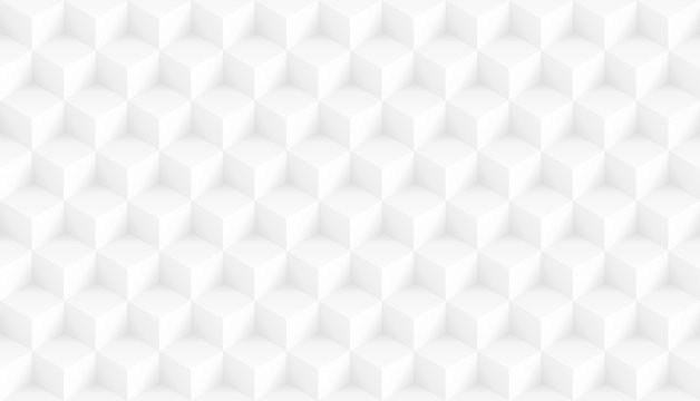 3D realistic white square pattern. Medern cube texture. Geometric symmetry background. Vector illustration © boxerx