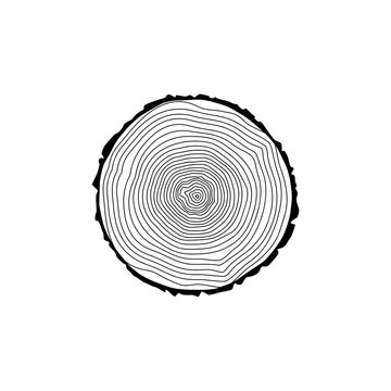 Stump icon or logo, Black tree rings icon