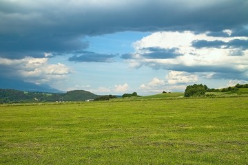 Landscape with storm clouds on Liptov in Slovakia.