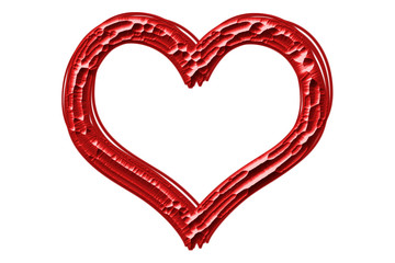 3D Red Heart Shape on White Background