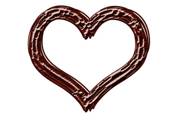 3D Brown Wood Textured Heart Shape on White Background