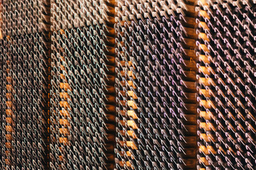 Wine bottles stored in a winery on the fermentation process