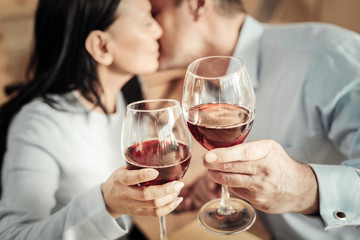 Selective view of glasses of wine