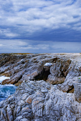 france; brittany; Quiberon :  cliffs, seagulls and clouds