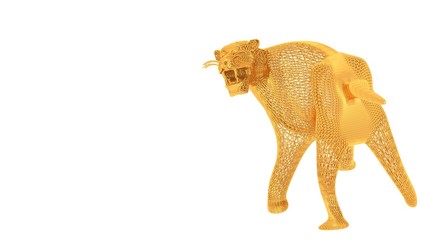 3d rendering of a wired object in yellow on isolated on white background