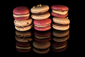 set of colorful macaroons with sweet filling