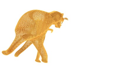 Obraz premium 3d rendering of a wired object in yellow on isolated on white background