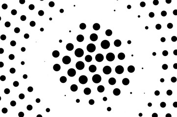 Black on white macro halftone texture. Oversized dotted ornament. Contrast dotwork surface for vintage effect.