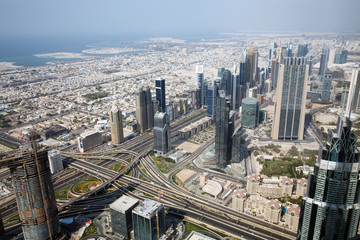 Naklejka na ściany i meble The view from Burj Khalifa in Dubai