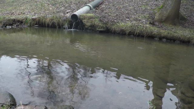 IndustEnvironment protection concept. Industrial pipe discharging dirty wasterial pipe discharging dirty waste