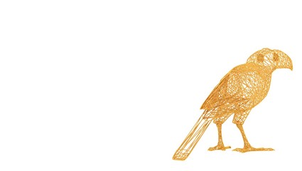 3d rendering of a wired object in yellow on isolated on white background