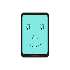 Cute phone cartoon in vector kawaii illustration