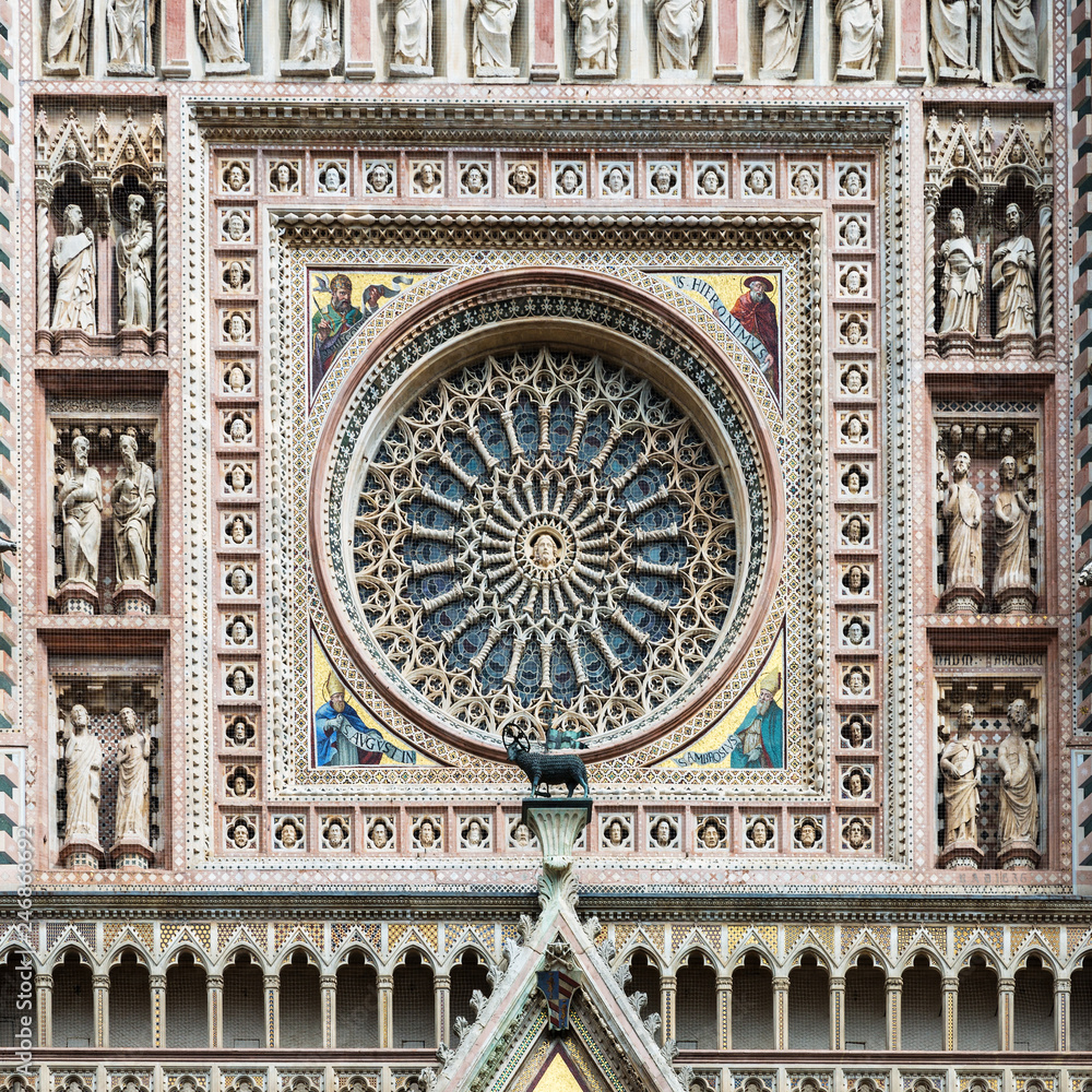 Wall mural part of facade of the orvieto cathedral, italy