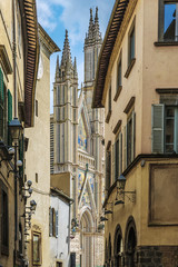 Old street in the center of Orvieto, Orvieto Cathedral
