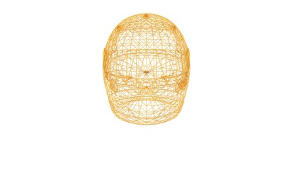 3d rendering of a wired object in yellow on isolated on white background