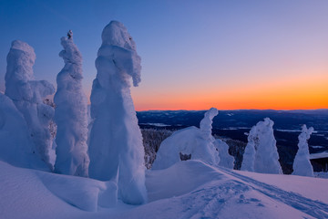 Snow Ghosts And Ski Track Sunset