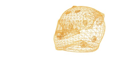3d rendering of a wired object in yellow on isolated on white background