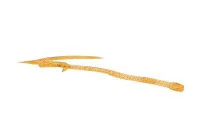 3d rendering of a wired object in yellow on isolated on white background