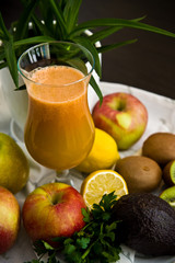 Homemade fruit juice in wine glass