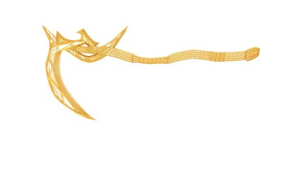 3d rendering of a wired object in yellow on isolated on white background