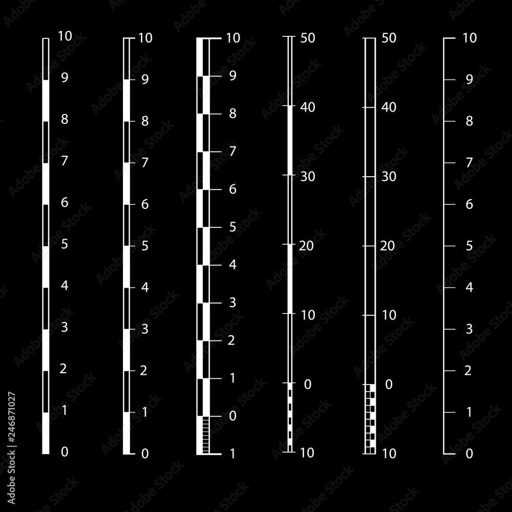 Poster vector map scales graphics for measuring distances . set of metric rulers in flat style. measuring s