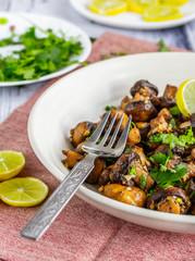Stir Fried Mushroom with Lemon and Cilantro