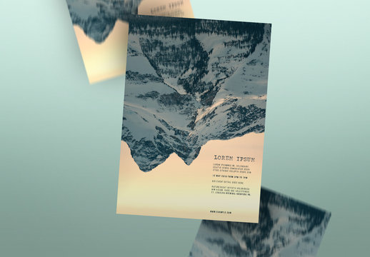 Event Poster Layout with Mountain Photo