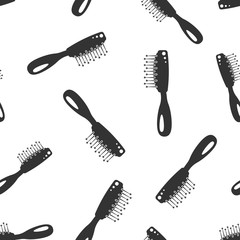 Hair brush icon seamless pattern background. Comb accessory vector illustration. Hairbrush symbol pattern.