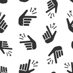 Finger snap icon seamless pattern background. Fingers expression vector illustration. Snap gesture symbol pattern.