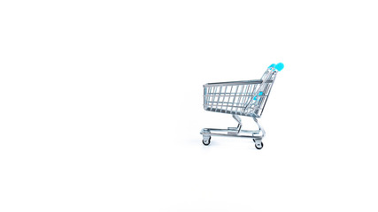 Supermarket trolley on a white background. The cart is empty. Food basket.
