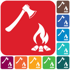 The ax and campfire icon