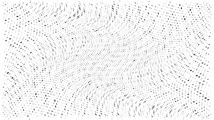Abstract dots background. Dots pattern. Monochrome grunge dirt texture. Halftone Pop Art. Comic. Geometric small dots, twisted vector pattern. Template for presentation, business cards, report, fabric