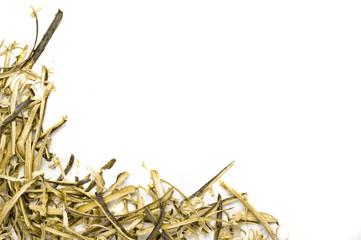 Wood shavings on white background
