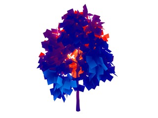 3d rendering of a rainbow colorful tree isolated on white background