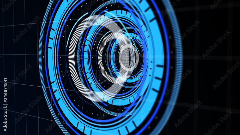 Wall mural abstract surround radar interface on mesh base.futuristic hud radar display. elements of digital dat