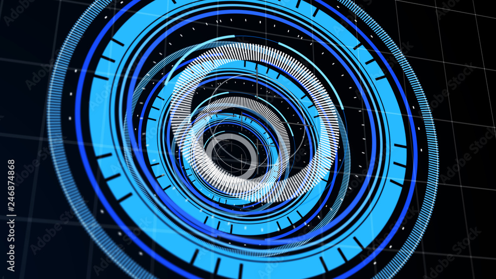 Wall mural abstract surround radar interface on mesh base.futuristic hud radar display. elements of digital dat