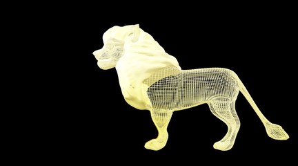 3d rendering of an animal wireframe isolated on a black background