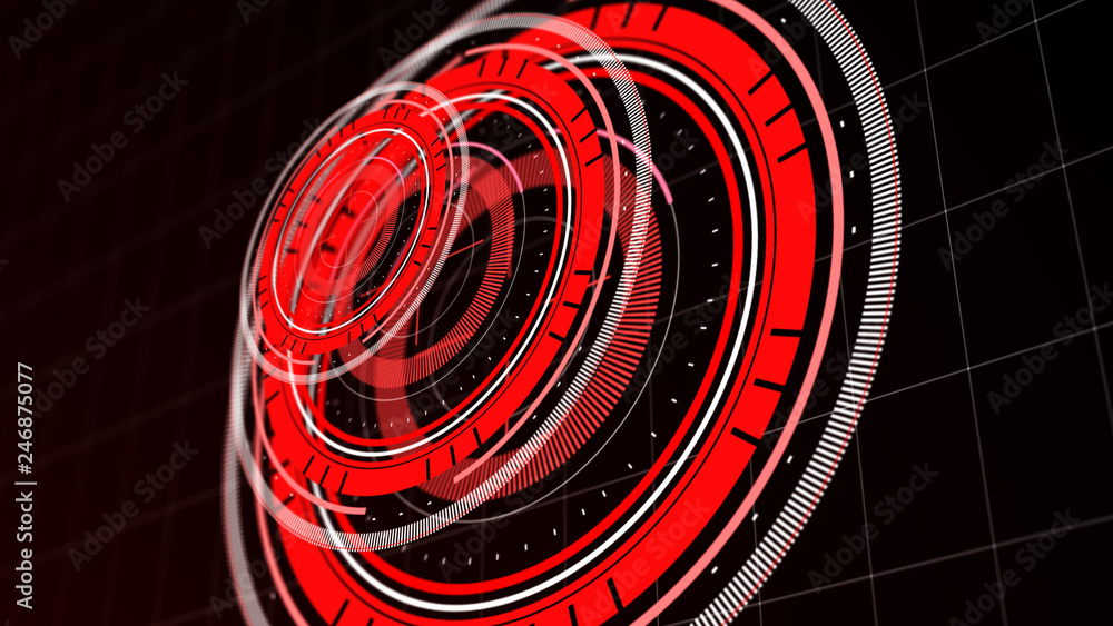 Wall mural abstract surround radar interface on mesh base.futuristic hud radar display. elements of digital dat