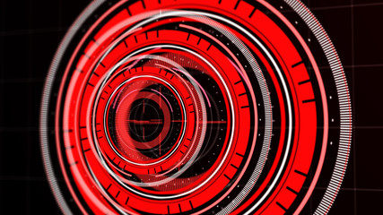 Abstract surround radar interface on mesh base.Futuristic HUD radar display. Elements of digital data chart. 3D rendering