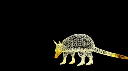 3d rendering of an animal wireframe isolated on a black background