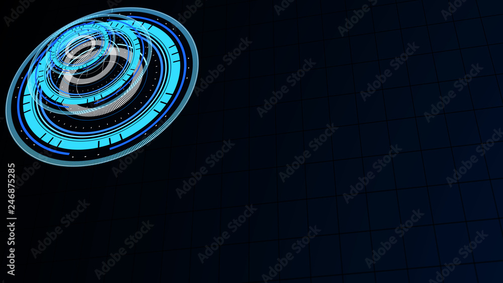 Wall mural abstract surround radar interface on mesh base.futuristic hud radar display. elements of digital dat