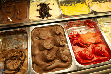 classic italian gourmet gelato gelatto ice cream display in shop
