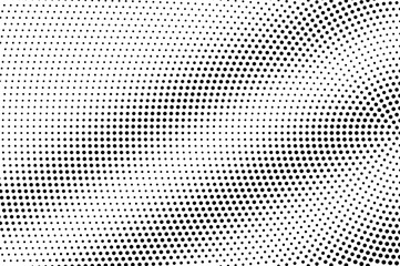 Black on white grunge halftone vector. Digital dotted texture. Radial dotwork gradient for vintage effect.