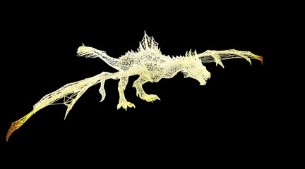 3d rendering of an animal wireframe isolated on a black background