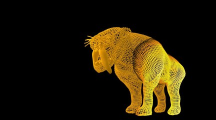 3d rendering of an animal wireframe isolated on a black background