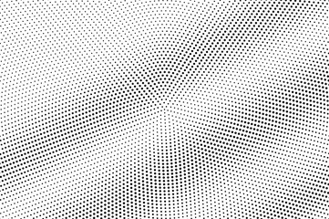 Black on white grunge halftone vector. Digital dotted texture. Diagonal dotwork gradient for vintage effect.